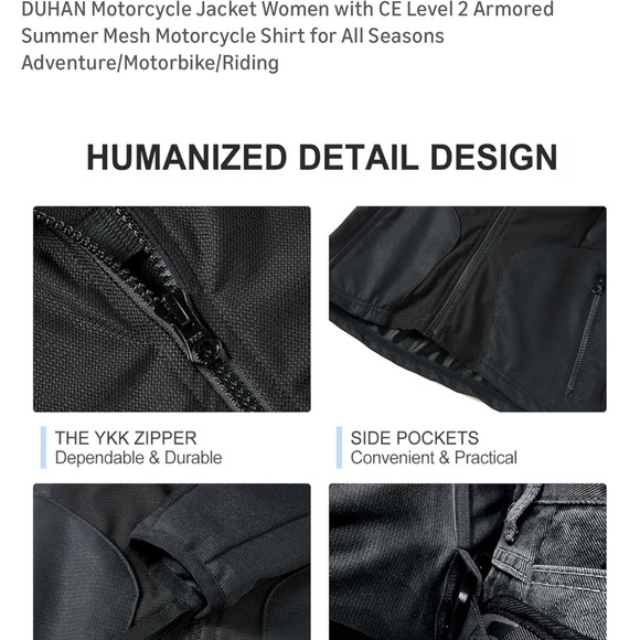 Motorcycle Jacket Women with CE Level 2 Armored Summer Mesh - Picture 5 of 13